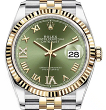 Load image into Gallery viewer, Rolex 126233 Two Tone Green Roman Diamond on Jubilee