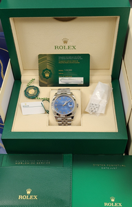 Rolex 126300 Azzurro Blue Roman Dial