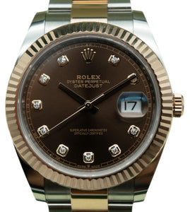 Rolex 126331 Datejust 41 Two-Tone Chocolate Diamond Dial on Oyster