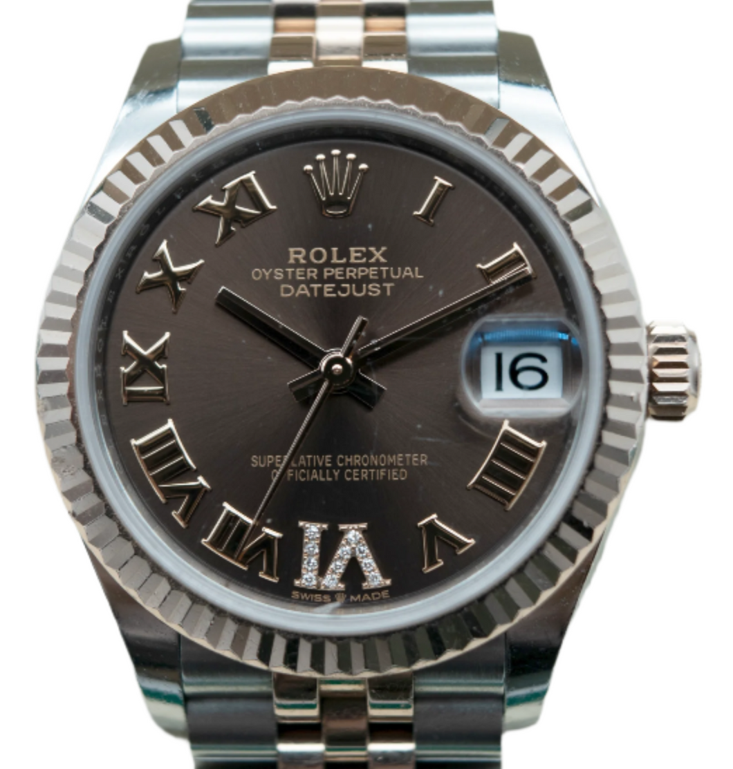 Rolex 178241 Two-Tone Rose-Gold Choco Diamond Dial AM Bezel