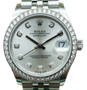 Rolex 278384RBR Datejust 31 Silver Diamond Bezel and Dial