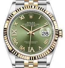 Load image into Gallery viewer, Rolex 126233 Two Tone Green Roman Diamond on Jubilee
