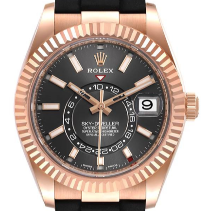 Rolex 326235 Sky-Dweller 18k RG Rhodium Dial on OysterFlex