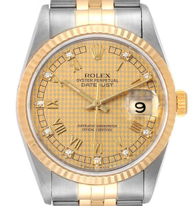 Rolex 16233 Two Tone Datejust Houndstooth Dial