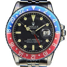 Load image into Gallery viewer, Rolex Reference 1675 Gmt-Master &#39;pepsi&#39; 3.7 million serial   Stainless Steel Automatic Dual Time Wristwatch With Date And Bracelet
